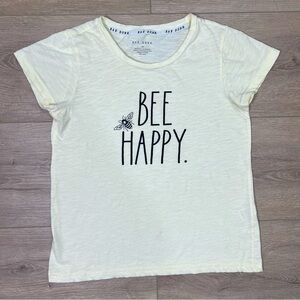 Rae Dunn Bee Happy T-shirt XS Light Yellow